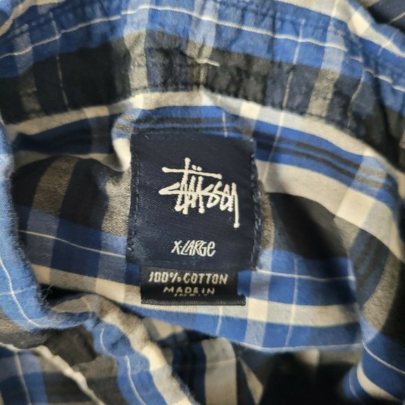 Stussy Short sleeve Button Up Shirt Mens XL Plaid - Picture 6 of 6